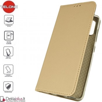 Telone smart magnet atverčiamas dėklas - auksinės spalvos (GALAXY NOTE 10 LITE)